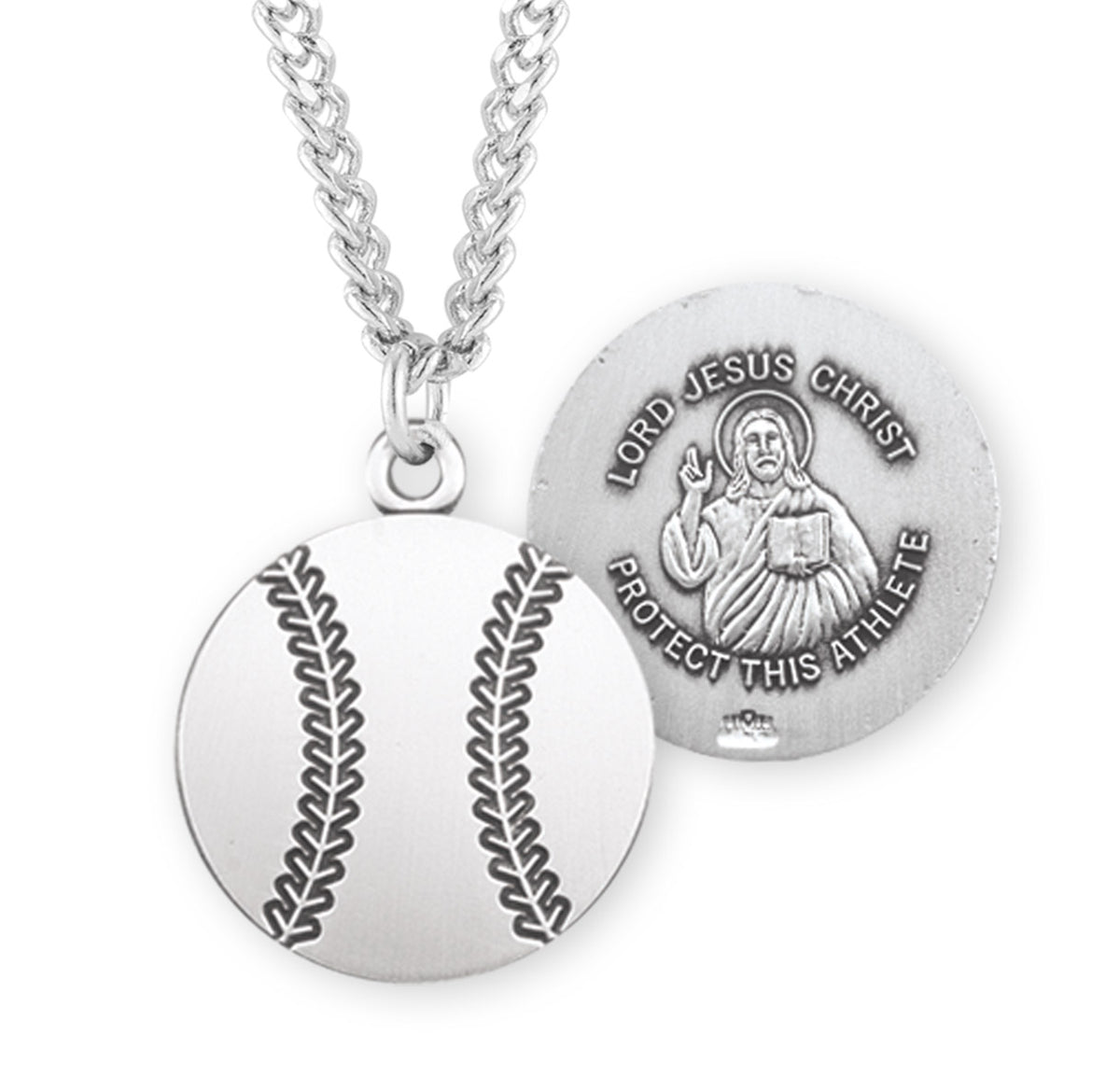 Lord Jesus Christ Sterling Silver Baseball Athlete Medal