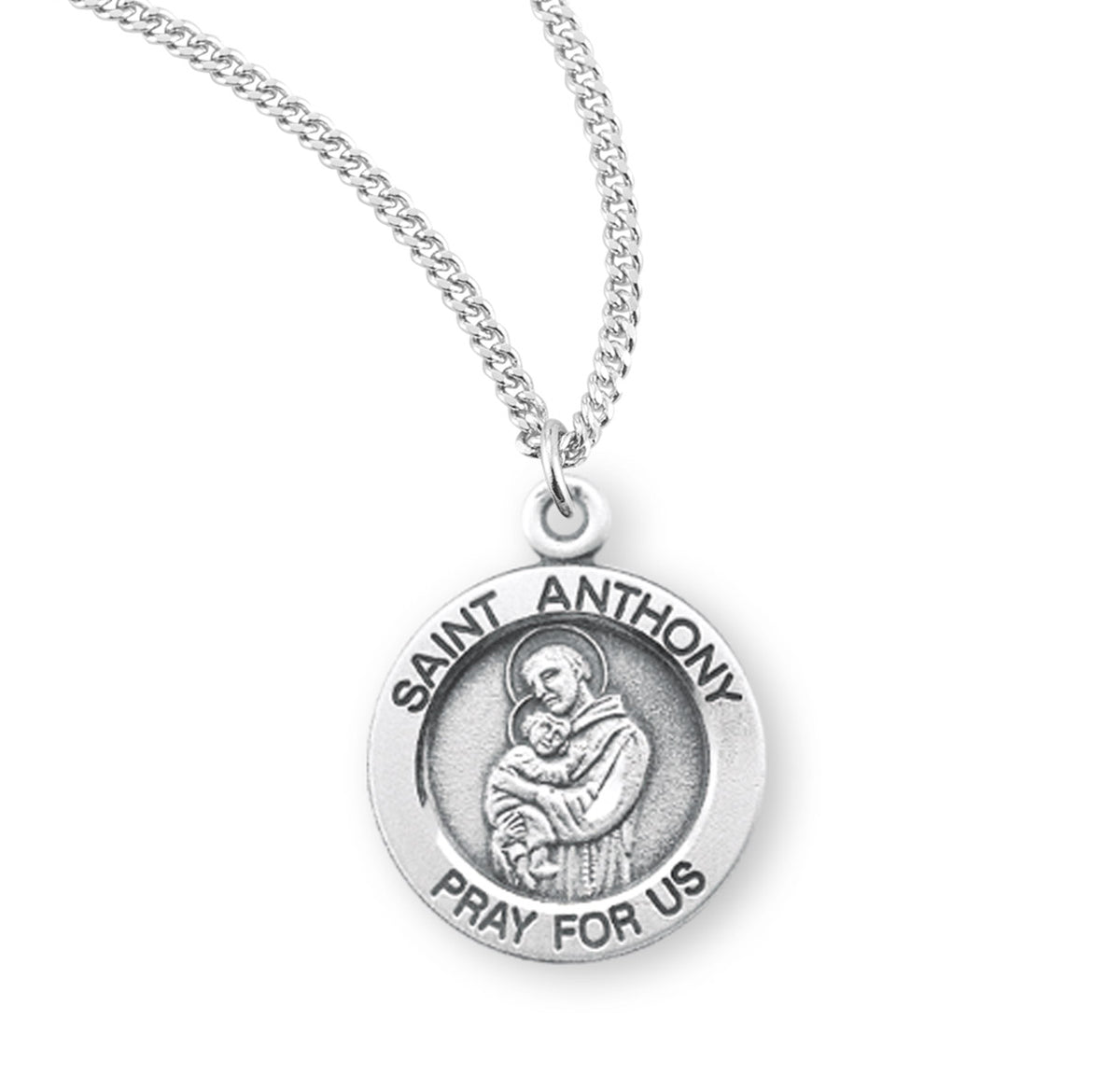 Patron Saint Anthony Round Sterling Silver Medal