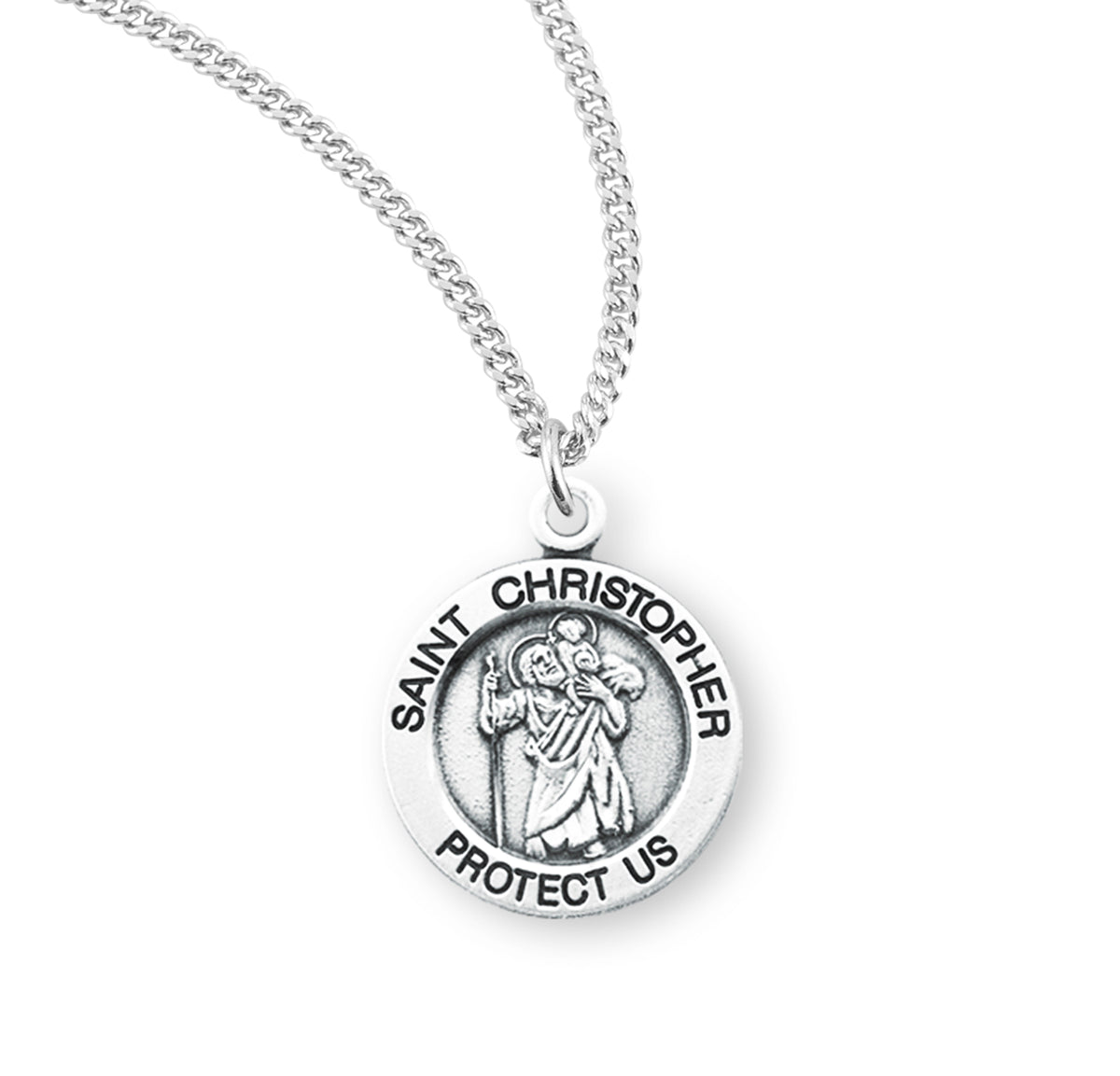 Patron Saint Christopher Round Sterling Silver Medal