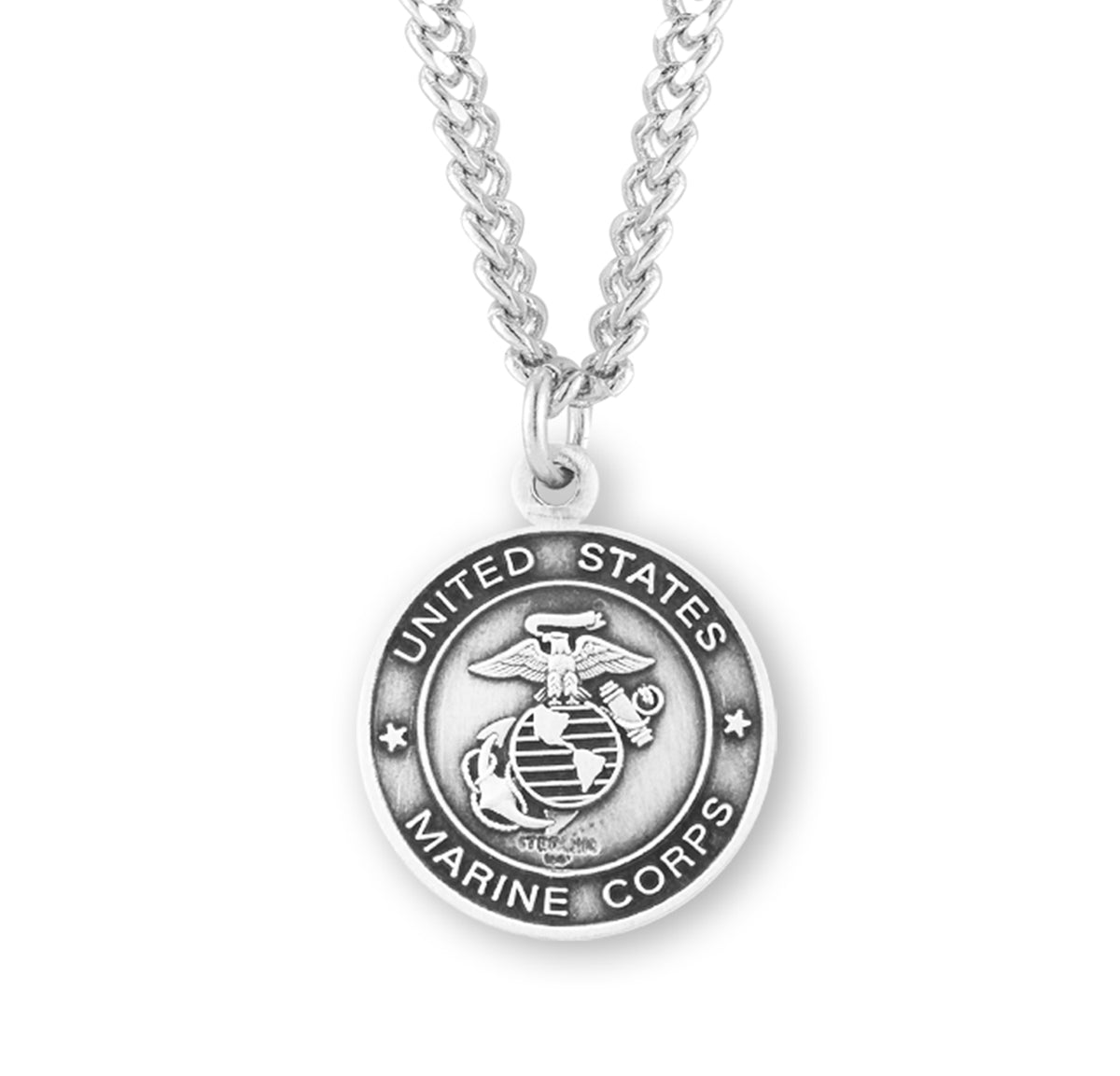Sterling Silver Marines Medal with St. Christopher on Reverse Side