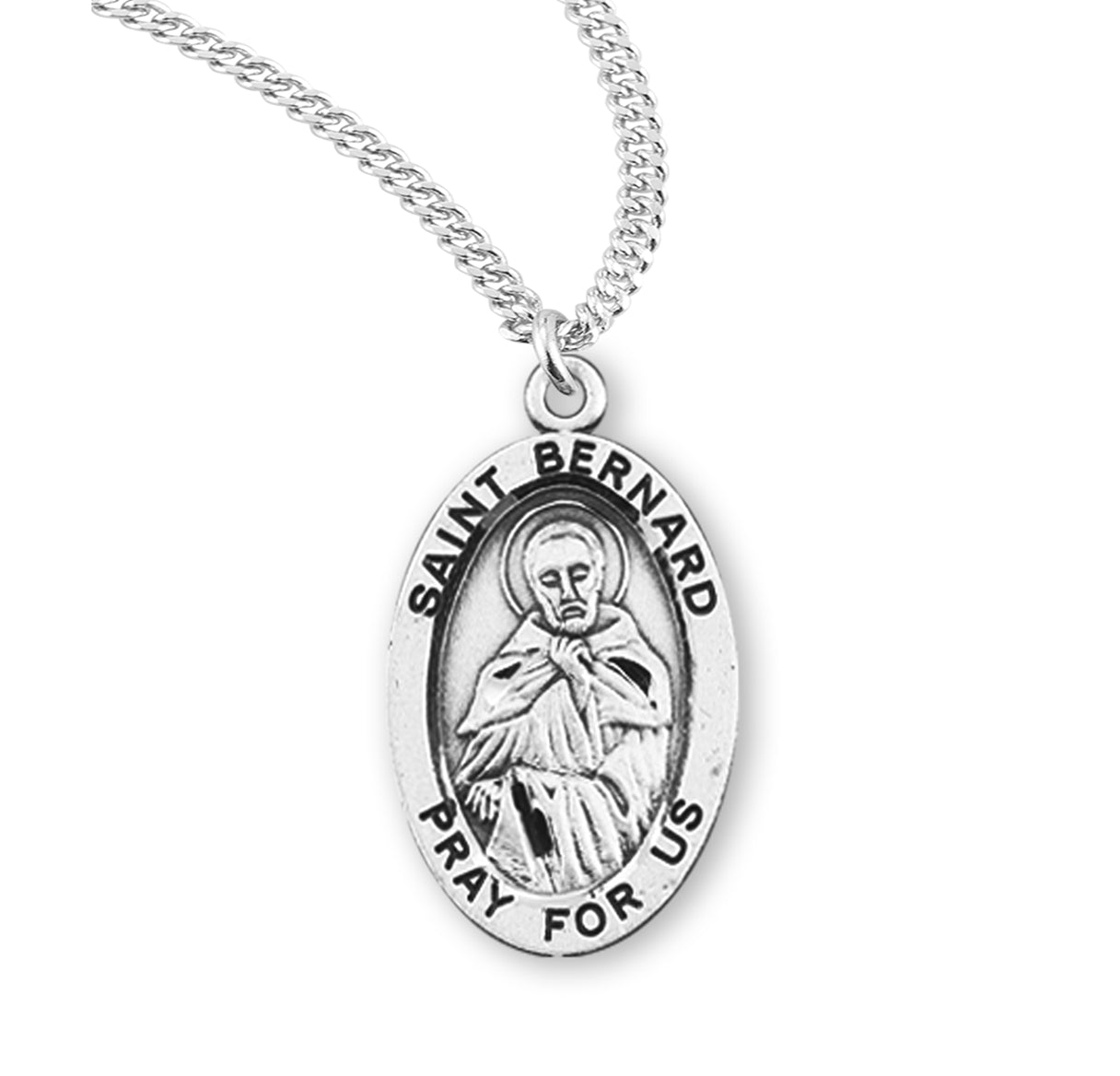 Patron Saint Bernard Oval Sterling Silver Medal The Catholic Shop