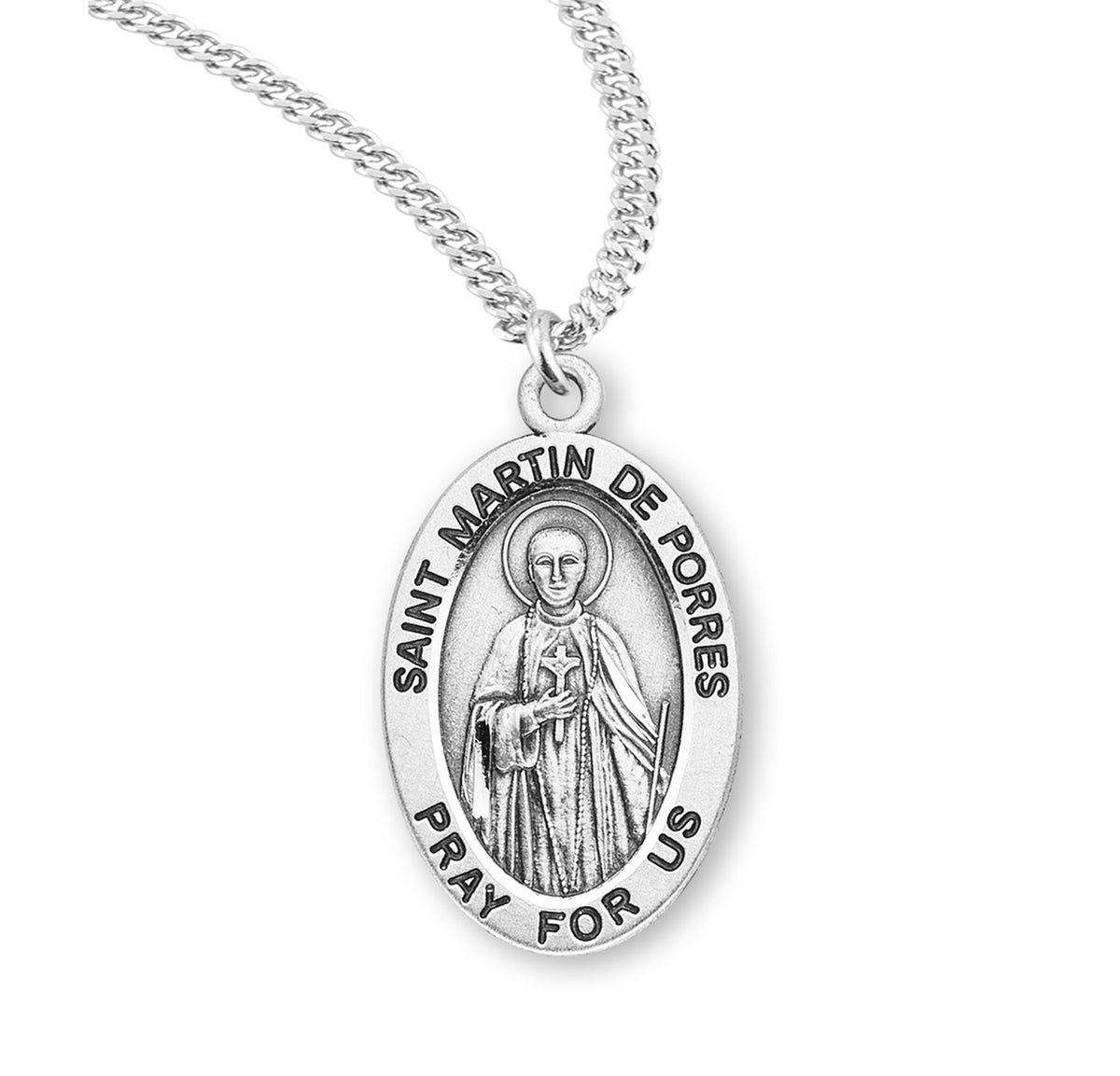 Patron Saint Martin De Porres Oval Sterling Silver Medal