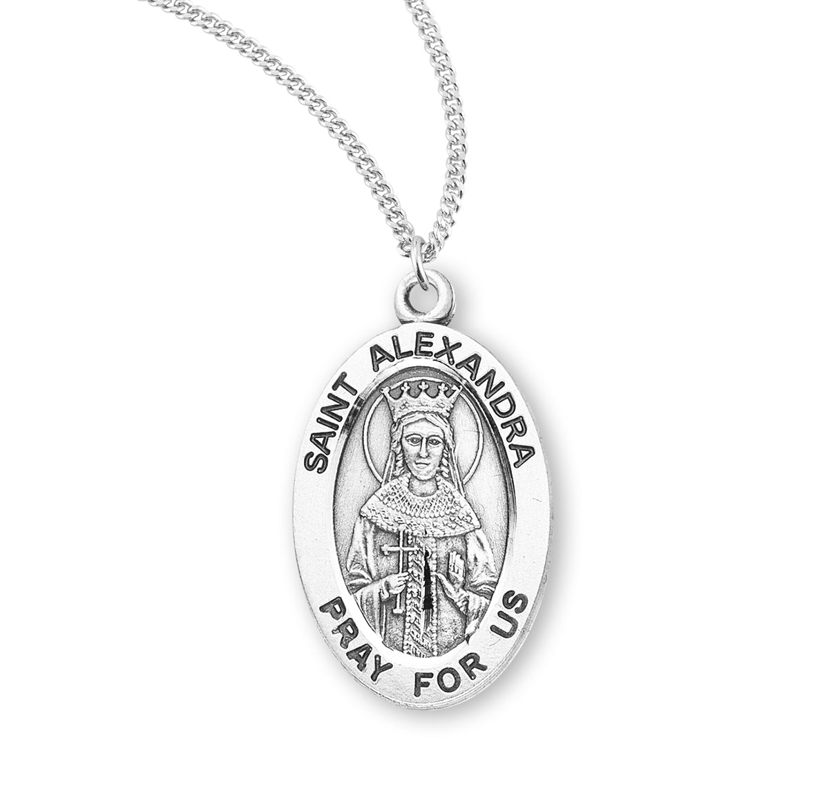 Patron Saint Alexandra Oval Sterling Silver Medal The Catholic Shop