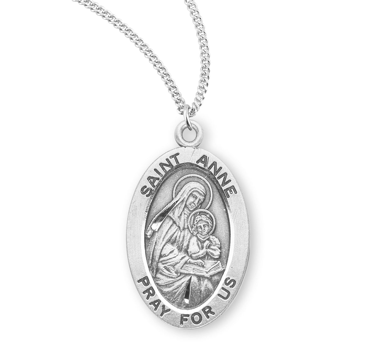 Patron Saint Anne Oval Sterling Silver Medal