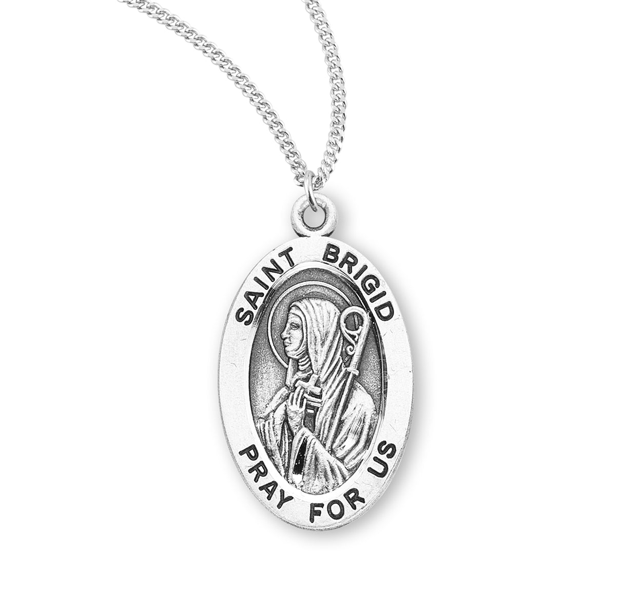 Patron Saint Brigid Oval Sterling Silver Medal – The Catholic Shop