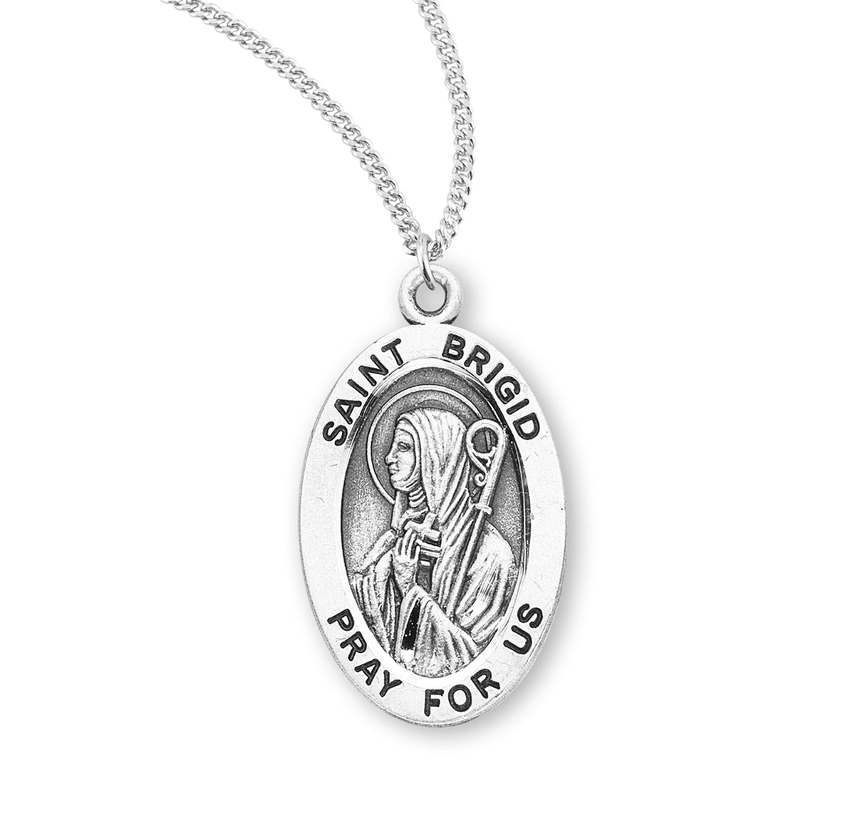 Patron Saint Brigid Oval Sterling Silver Medal