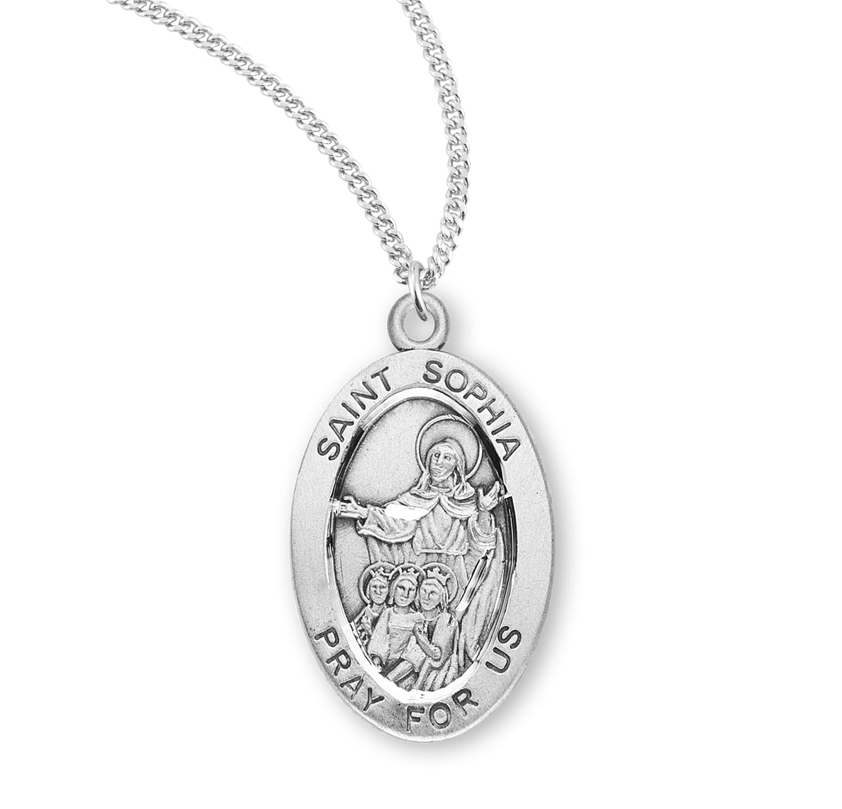 Patron Saint Sophia Oval Sterling Silver Medal The Catholic Shop