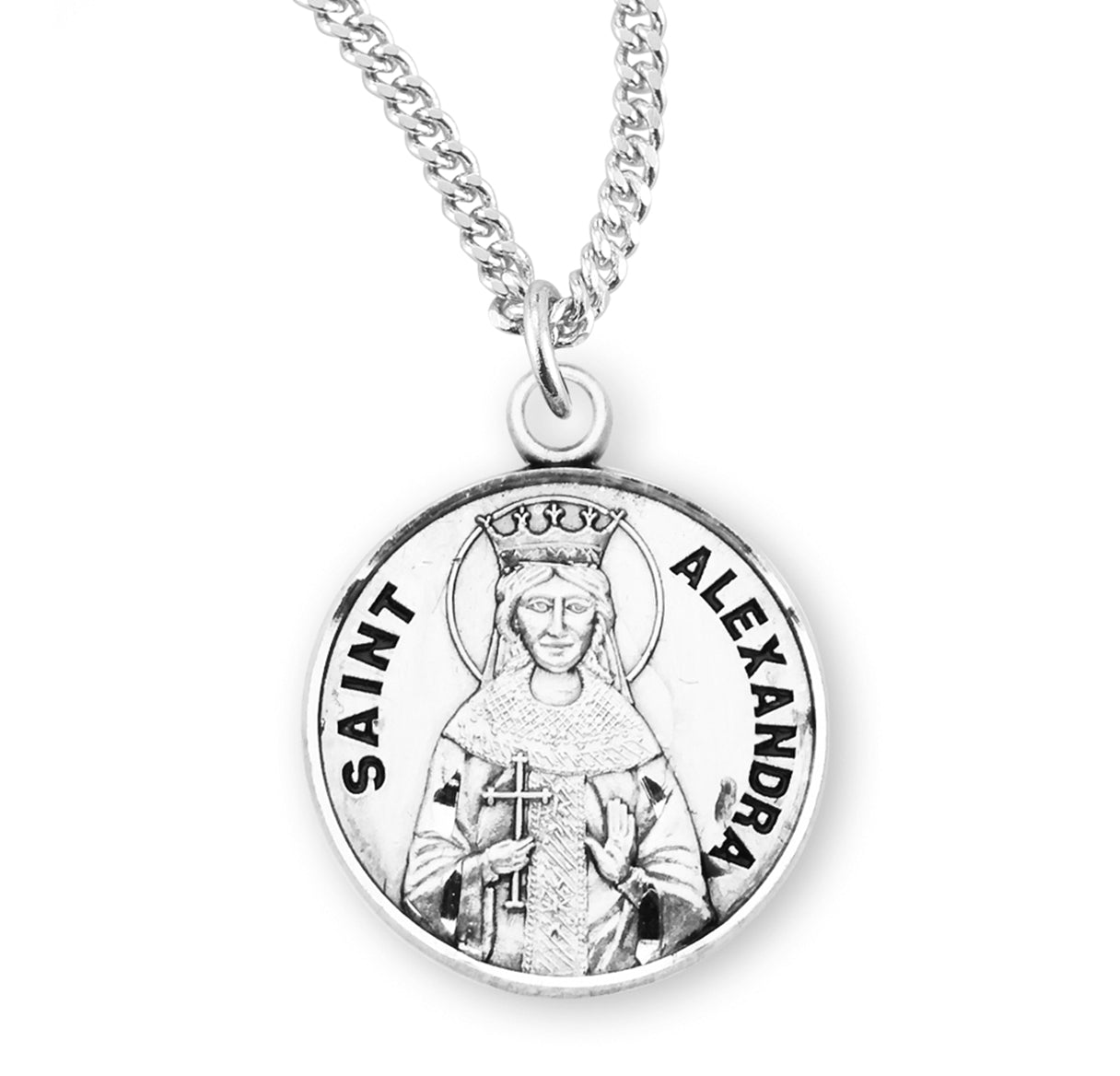 Patron Saint Angela Round Sterling Silver Medal