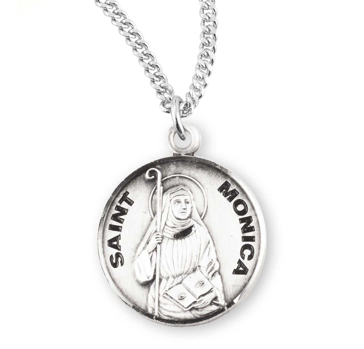 Patron Saint Monica Round Sterling Silver Medal