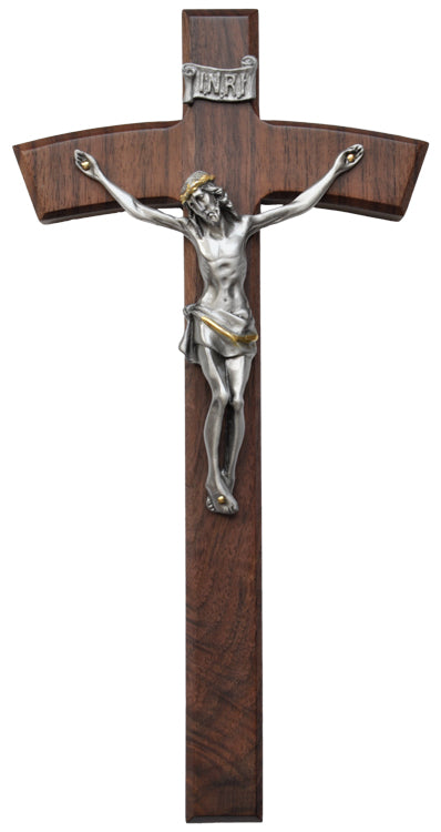 Bowed Wall Crucifix 10"