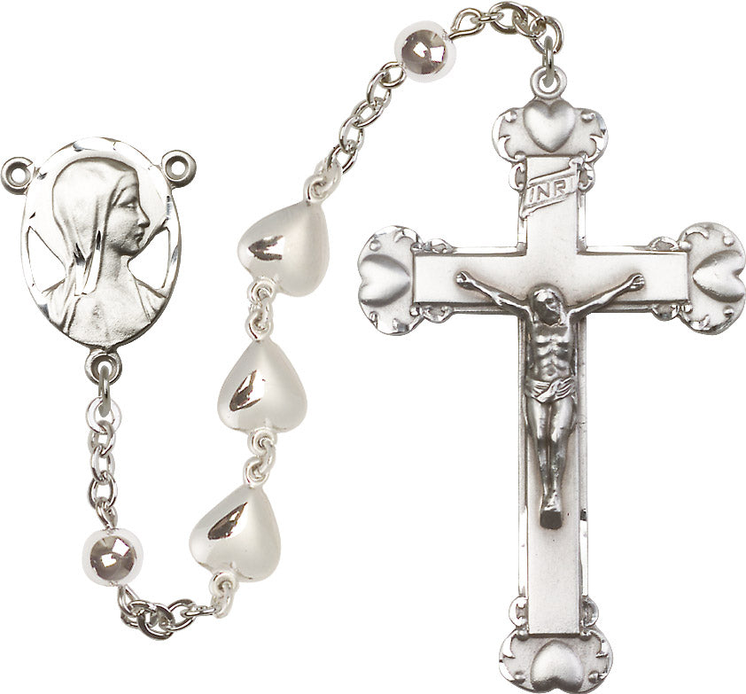 9x11mm Sterling Silver Heart Charm Rosary