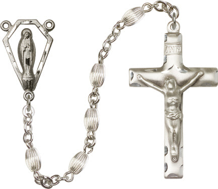 5x7mm Sterling Silver Corregated Rosary
