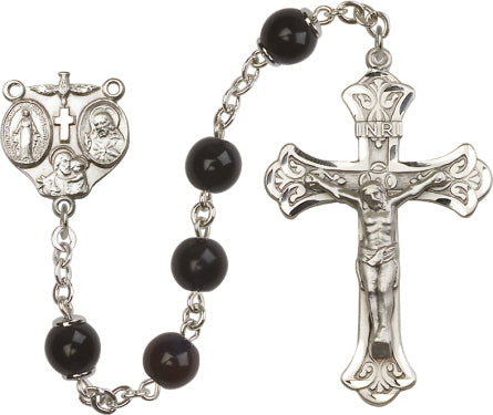 8mm Black Capped Our Father Rosary