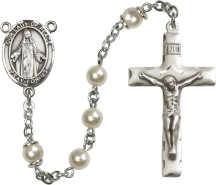 6mm Cream Rose Pearl Over Swarovski Rosary