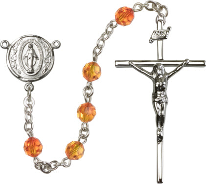 6mm Fire Opal Swarovski Rosary