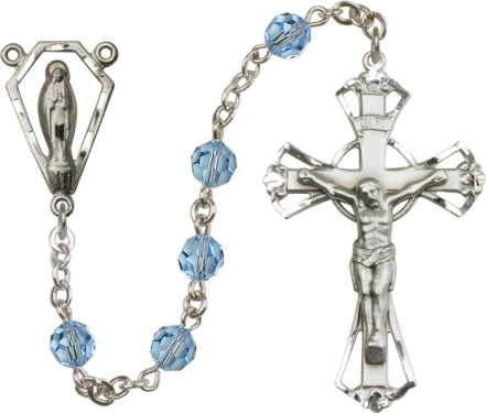 6mm Aqua Swarovski Rosary