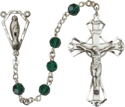 6mm Emerald Swarovski  Rosary