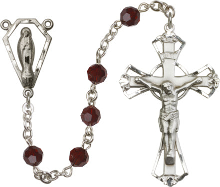6mm Garnet Swarovski  Rosary