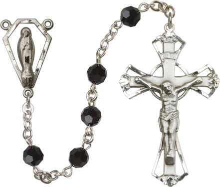 6mm Jet Swarovski  Rosary