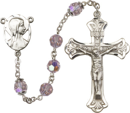 8mm Light Amethyst Swarovski, Capped Our Father A