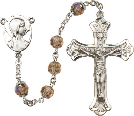 8mm Topaz Swarovski, Capped Our Father Aurora Bor