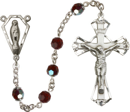 6mm Garnet Swarovski, Austrian Tin Cut Aurora Bor