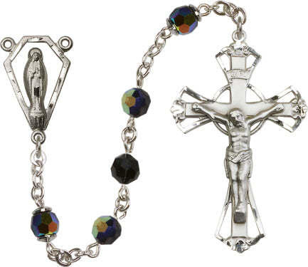 6mm Jet Swarovski, Austrian Tin Cut Aurora Boreal