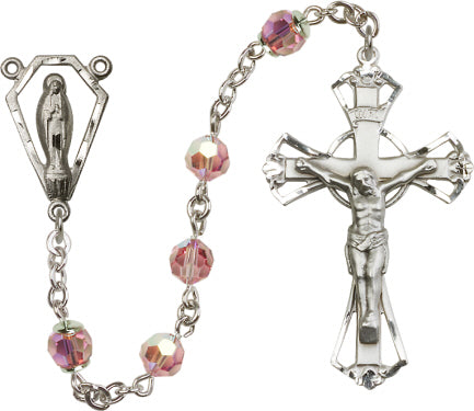 6mm Light Rose Swarovski, Austrian Tin Cut Aurora