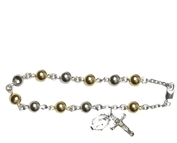 6mm Sterling Silver Round Rosary Bracelet