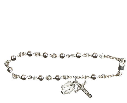6mm Sterling Silver Round  Rosary Bracelet