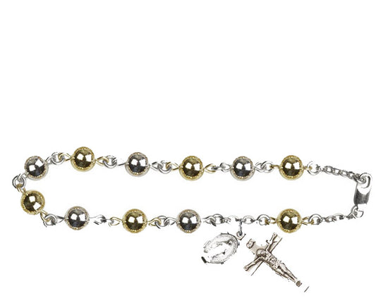 7mm Sterling Silver Round  Rosary Bracelet