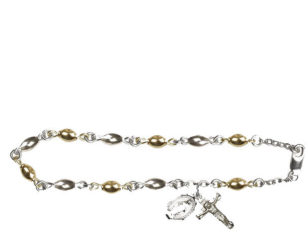 5x7mm Sterling Silver Oval Rosary Bracelet