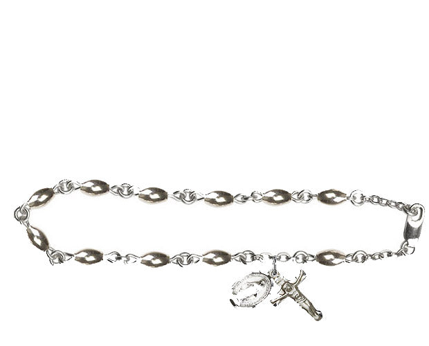 5x7mm Sterling Silver Oval Rosary Bracelet