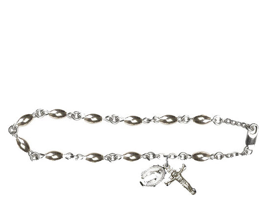 5x7mm Sterling Silver Oval  Rosary Bracelet