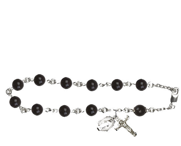 6mm Black 'Precious Stone' Rosary Bracelet