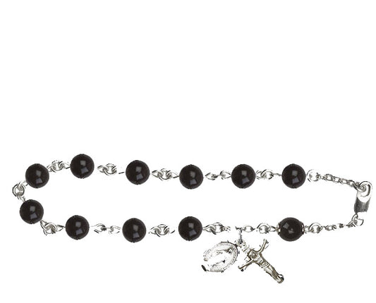 6mm Black 'Precious Stone'  Rosary Bracelet