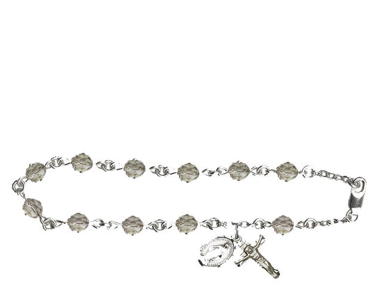 6mm Black Diamond Swarovski  Rosary Bracelet