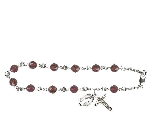 6mm Burgandy Swarovski Rosary Bracelet