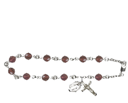 6mm Burgandy Swarovski  Rosary Bracelet