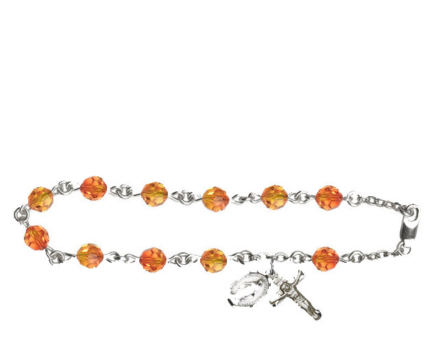 6mm Fire Opal Swarovski Rosary Bracelet