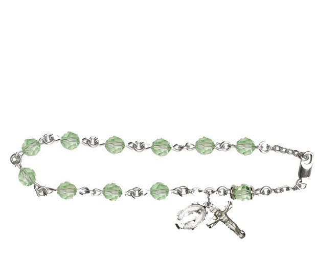 6mm Chrysolite Swarovski, Capped Our Father Rosa