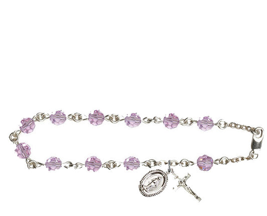 6mm Alexandrite Swarovski  Rosary Bracelet