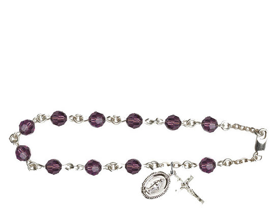 6mm Amethyst Swarovski  Rosary Bracelet