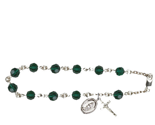 6mm Emerald Swarovski  Rosary Bracelet