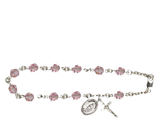 6mm Light Rose Swarovski  Rosary Bracelet
