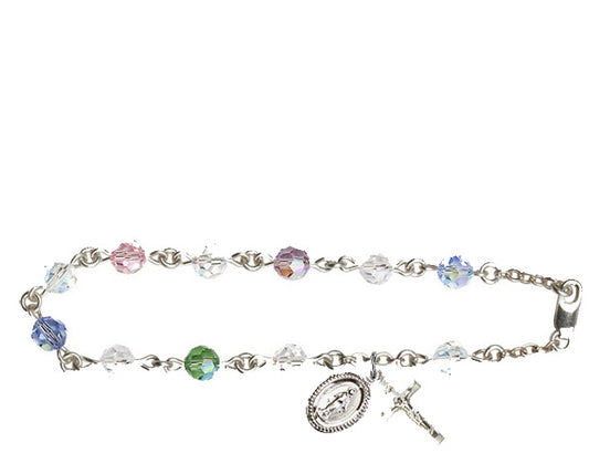 6mm Multi-Color Swarovski  Rosary Bracelet