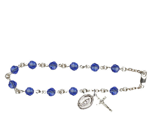 6mm Sapphire Swarovski Rosary Bracelet