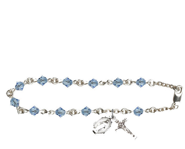 5mm Aqua Swarovski Rundell-Shaped Rosary Bracele