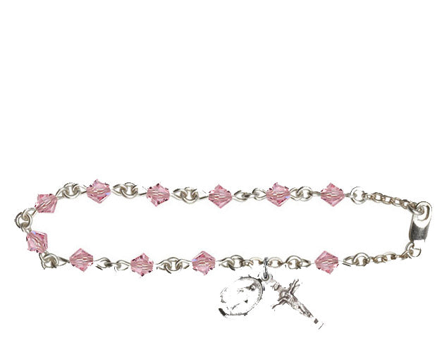5mm Light Rose Swarovski Rundell-Shaped Rosary B