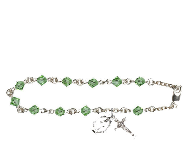 5mm Peridot Swarovski Rundell-Shaped Rosary Brac